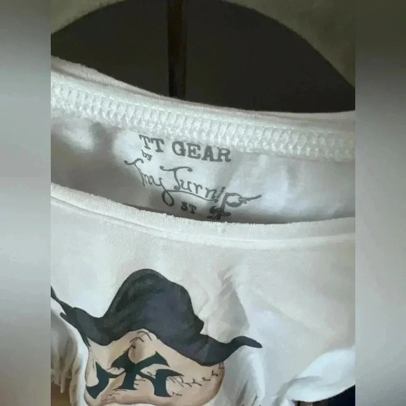 NWT • New York Yankees 3T Tiny Turnip White Baseball Bow Fringe T-Shirt - Picture 4 of 4